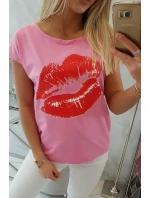 Blúzka s potlačou pier svetloružová Blúzka s potlačou pier svetloružová