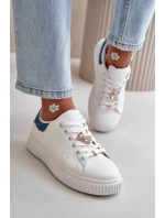 Niskie Trampki Z Eko Skóry Z Przypinkami Biało-Niebieskie Cillione