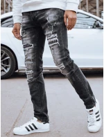 Pánske čierne džínsové nohavice FashionStreet UX4245