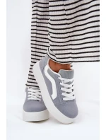 Sneakersy Damskie Na Platformie Niebieskie Tellnira