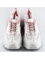 Bielo-ružové dámske športové topánky s vysokou podrážkou (RA15)