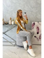 Horčicová velúrová mikina s kapucňou