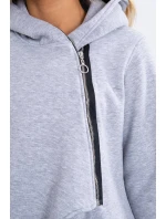 Zateplená mikina s asymetrickým zipsom sivá