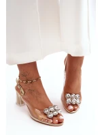 Sandały Transparentne Na Obcasie Złote S.Barski MR1037-43