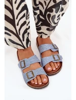 Damskie Klapki Na Korkowej Platformie Z Klamrami Jasny Jeans Vesina Damskie Klapki Na Korkowej Platformie Z Klamrami Jasny Jeans Vesina