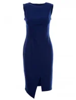 Plášťové šaty bez rukávov S105 tmavomodré - Stylove