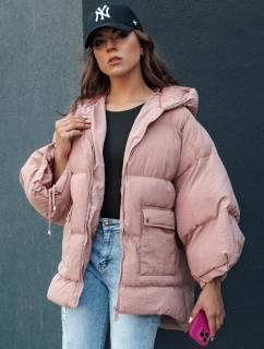 Dámska prešívaná oversize bunda s kapucňou PARIMA ružová FashionStreet TY4480