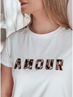 Dámske bavlnené tričko s výšivkou AMOROSA, biele, FashionStreet RY2856