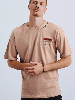 Pánske tričko s potlačou a nášivkami na cappuccino Dstreet RX4609