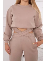 Zateplená súprava s krátkou mikinou tmavo béžová Zateplená súprava s krátkou mikinou tmavo béžová