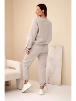 Dámsky viskózový set s viazankami butter dark beige