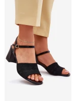 Damskie Sandały Na Słupkowym Obcasie Czarne Sarena