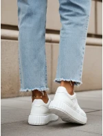 Dámske kožené tenisky s hrubou platformou biele FashionStreet ZY1394