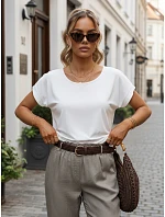 Dámska oversize blúzka z viskózy s krátkymi rukávmi, biela, FashionStreet RY2926 Dámska oversize blúzka z viskózy s krátkymi rukávmi, biela, FashionStreet RY2926