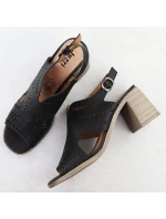 Dámske čierne sandále na podpätku Jezzi 24125