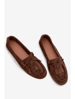 Dámské Mokasíny S Vázáním A Frézle Hnědé Glorina