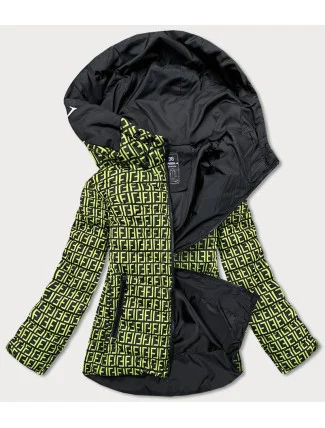 Čierno-zelená dámska vzorovaná bunda (W711)