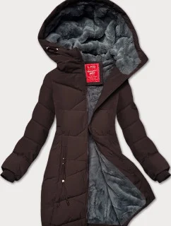 Dámska zimná bunda so šnúrkou na stiahnutie LHD hnedá (LHD-24580)