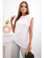 Elegantná dámska blúzka s volánikmi a asymetrickým strihom ecru