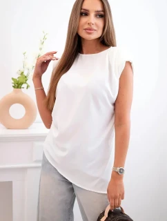 Elegantná dámska blúzka s volánikmi a asymetrickým strihom ecru