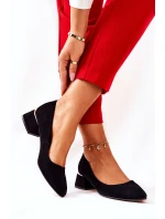 Zamszowe Czółenka Lewski 3118 Czarne