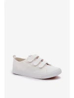 Młodzieżowe Niskie Trampki Na Rzep Białe Dilan