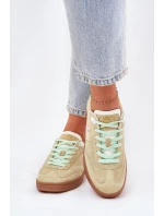 Zamszowe Buty Sportowe Sneakersy Damskie D.Franklin DFSH387005 Limonkowe