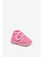 Detské papuče na suchý zips s prúžkami - ružové Lavelle Detské papuče na suchý zips s prúžkami - ružové Lavelle