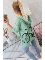 Mikina s potlačou kolesa tmavo mätová Mikina s potlačou kolesa tmavo mätová