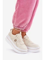 Damskie Buty Sportowe Na Platformie Beżowe Caldeno