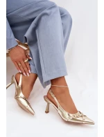 Dámské sandály na podpatku s řemínky a přezkou Zlaté Parina