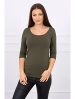 Blúzka s okrúhlym výstrihom vo farbe khaki