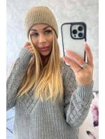 Tenká čiapka Oliwia K252 tmavo béžová