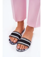 Wzorzyste Płaskie Klapki Damskie Czarne Leysi