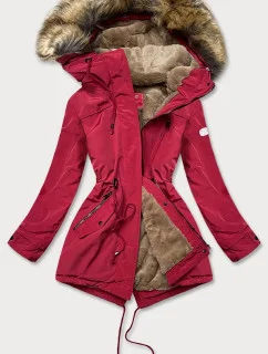 Dámska parka s kožušinovou podšívkou červená (m-21207)