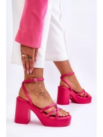 Modne Sandały Na Obcasie Z Paseczkami Fuksja Shemira