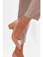 Lakované lodičky na sloupku s ozdobou Nude Isoline