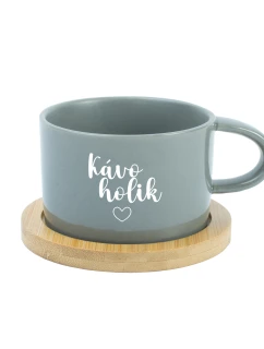 KÁVOHOLIK - sivý hrnček makarón 200 ml