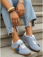 Dámske semišové tenisky s ozdobnými lodičkami modré FashionStreet ZY1412