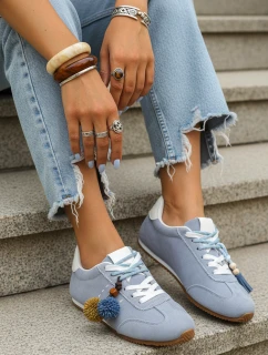 Dámske semišové tenisky s ozdobnými lodičkami modré FashionStreet ZY1412