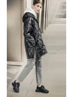 Dámska prešívaná bunda s kapucňou Oversized Black (ag5-010) Dámska prešívaná bunda s kapucňou Oversized Black (ag5-010)