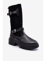 Damskie Kozaki Ze Skarpetą Czarne Abroze