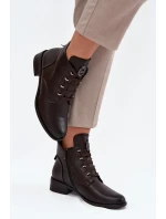 Niskie Botki Ocieplane Na Zamek Z Ozdobą Brązowe Nevalia