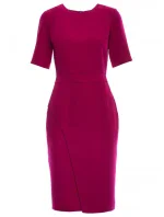 S317 Puzdrové šaty s dvojitým predným dielom - slivka