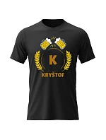 Pánske bavlnené tričko s potlačou - BEER MOTIVE WITH NAME - KRYŠTOF - čierna Pánske bavlnené tričko s potlačou - BEER MOTIVE WITH NAME - KRYŠTOF - čierna
