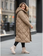 Dámska prešívaná zimná bunda s kapucňou FEMACOAT khaki FashionStreet TY5477