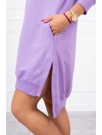 Šaty s kapucňou a dlhším chrbtom fialové