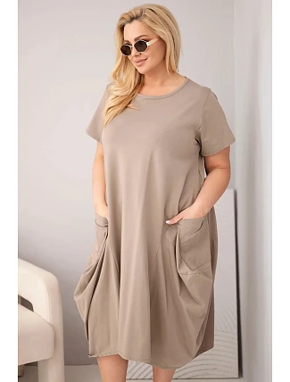 Dámske bavlnené šaty Plus Size s vreckami Fango