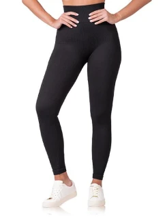 Dámske módne legíny RELAX & GO RIB OPTIC LEGGINGS - BELLINDA - čierne
