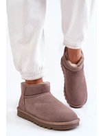 Damskie Zamszowe Niskie Śniegowce Szare Shelie